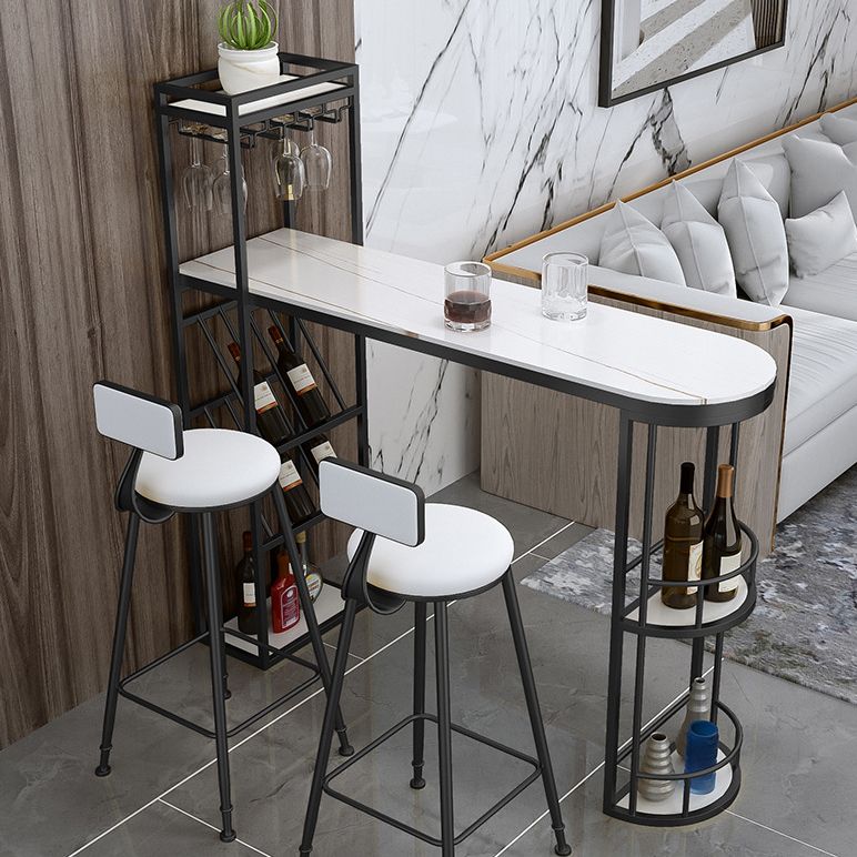 Contemporary Bar Wine Table Indoor Stone Counter Height Table with Storage Clearhalo 'Bar Furniture' 'Bar Tables' 'bar_tables' 'furn' 'furn_bar_tables' 'Furniture' 'furniture_bar_tables' 'Kitchen & Dining Furniture' 1200x1200_f327a230-36ea-416b-8b05-7ec5e99c6e37
