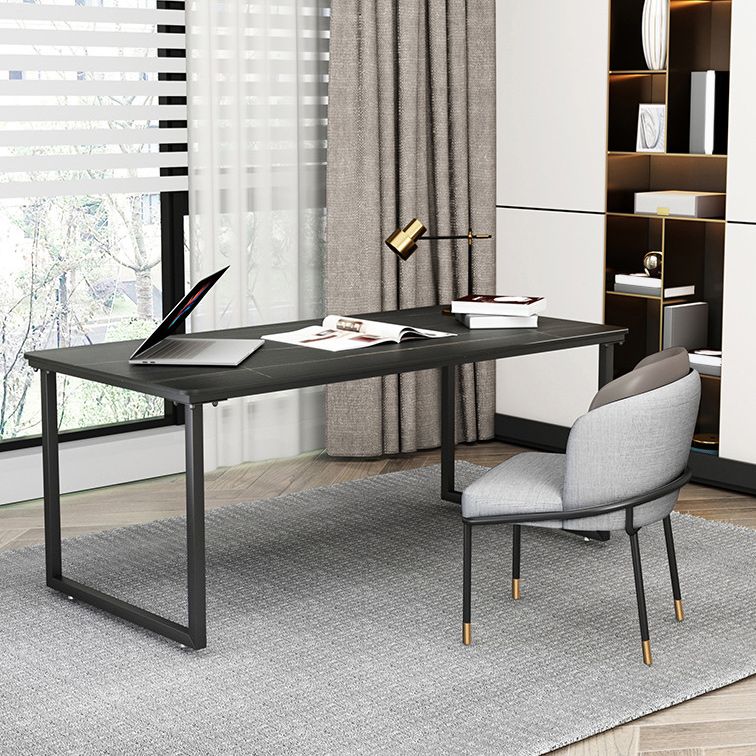 Stone Rectangular Writing Desk Modern 29.53" Tall Office Desk with Sled Base Clearhalo 'furn' 'furn_office_desk' 'Furniture' 'Office Desks' 'Office Furniture' 'office_desk' 1200x1200_f32844ec-aed2-4c26-b2a4-b986cbc96600