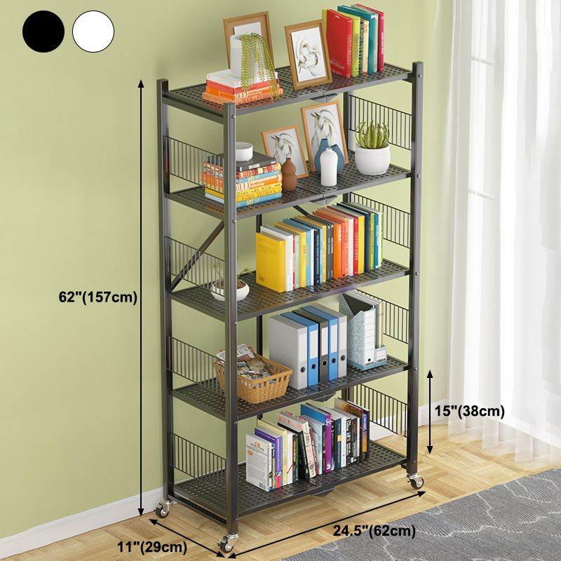 Industrial Open Etagere Bookshelf Steel Bookshelf with Caster Wheels Clearhalo 'Bookcases' 'Furniture' 'furniture_bookcases' 'kitchen' 'kitchen_bookcases' 'Living Room Furniture' 'Office Furniture' 1200x1200_f3287a5e-eedf-4d44-b4b7-c391e72dd078