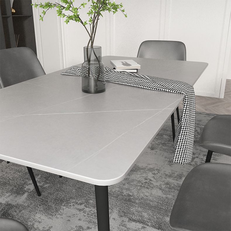 Set da pranzo moderno grigio Set tavolo da pranzo rettangolare da 1/4/7 pezzi con piano in pietra