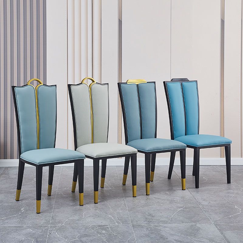 Faux Leder Esszimmerstühle Glamstil hoher Rückenstühle