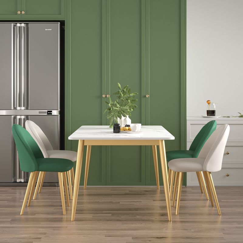 Table à manger de luxe traditionnelle Table à manger rectangulaire en pierre blanche pour la maison