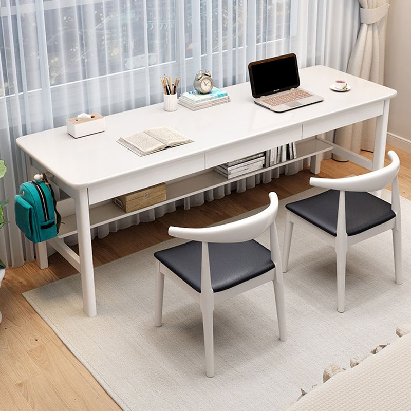 Modern 3 Drawers Writing Desk Rectangle 23.62" Wide Office Desk with 1 Shelf Clearhalo 'furn' 'furn_office_desk' 'Furniture' 'Office Desks' 'Office Furniture' 'office_desk' 1200x1200_f32d4837-43ed-4241-ad84-8c4b8343aa6c