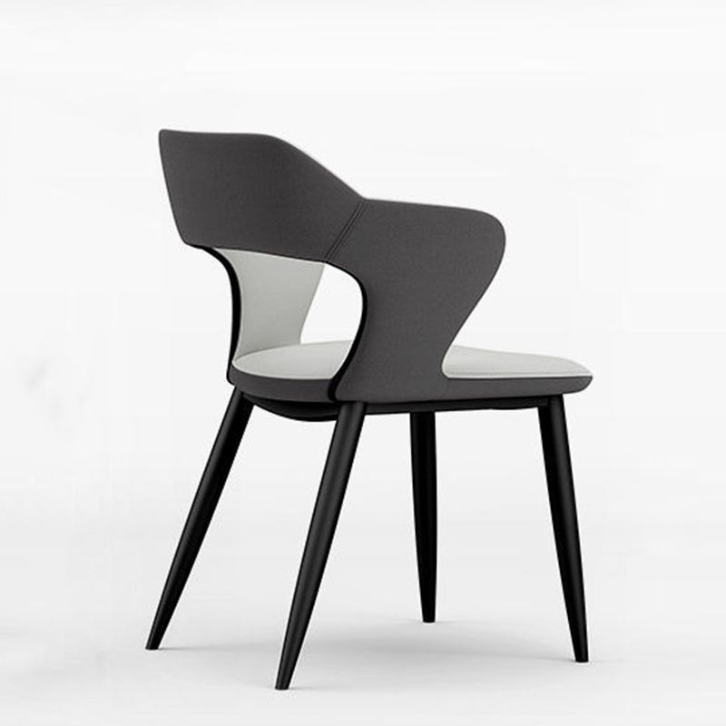 Metal Contemporary Dining Chair with Arms Matte Finish Open Back Dining Side Chair Clearhalo 'Dining Chairs' 'Dining Tables & Seating' 'dining_chair' 'furn' 'furn_dining_chair' 'Furniture' 'furniture_dining_chair' 'Kitchen & Dining Furniture' 1200x1200_f32e3006-d8f1-4b95-85ac-f24d443b2123