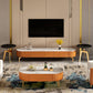 Scandinavian TV Media Stand Stone Enclosed Storage TV Stand Console with Drawers