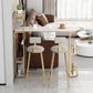 Modern Iron Bar Dining Table White Stone Top Indoor Bistro Table with Wine Rack Clearhalo 'Bar Furniture' 'Bar Tables' 'bar_tables' 'furn' 'furn_bar_tables' 'Furniture' 'furniture_bar_tables' 'Kitchen & Dining Furniture' 1200x1200_f32ebde0-99b7-4004-9cf7-7ab40142cd64