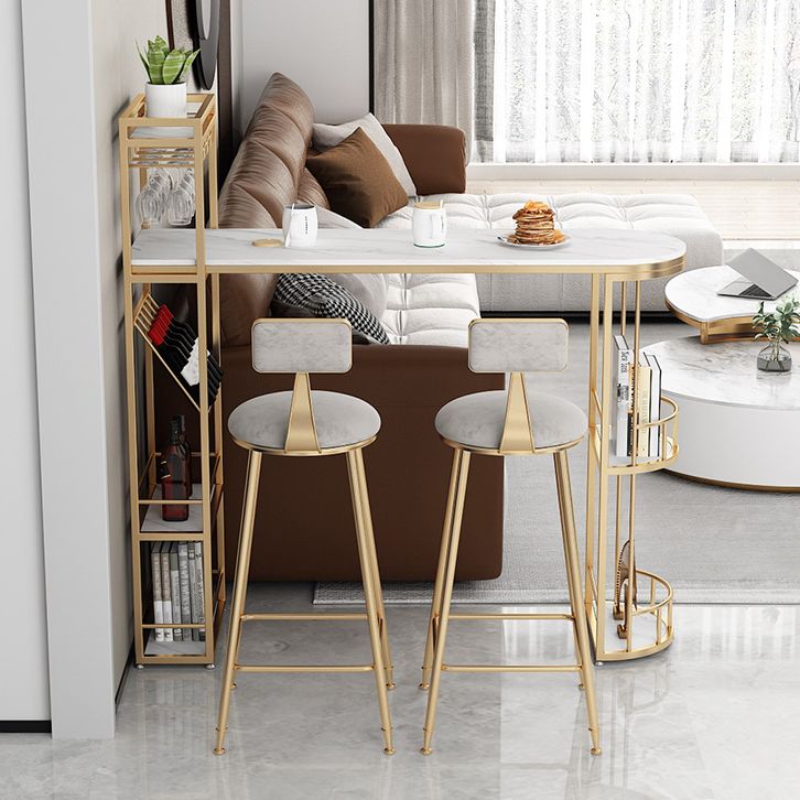 Modern Iron Bar Dining Table White Stone Top Indoor Bistro Table with Wine Rack Clearhalo 'Bar Furniture' 'Bar Tables' 'bar_tables' 'furn' 'furn_bar_tables' 'Furniture' 'furniture_bar_tables' 'Kitchen & Dining Furniture' 1200x1200_f32ebde0-99b7-4004-9cf7-7ab40142cd64
