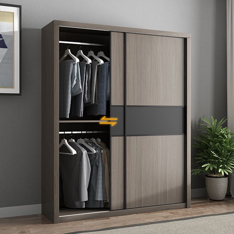 Brown Engineered Wood Wardrobe Closet Contemporary Wardrobe Cabinet