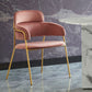 Glam Upholstered Arm Chair Velvet Open Back Dining Chair with Gold Legs