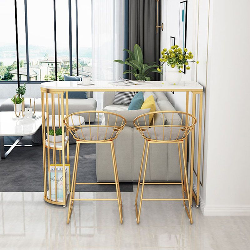 Restaurant Glam Style Marble Bar Table 42-inch Height Gold Base Bar Table Clearhalo 'Bar Furniture' 'Bar Tables' 'bar_tables' 'furn' 'furn_bar_tables' 'Furniture' 'furniture_bar_tables' 'Kitchen & Dining Furniture' 'kitchen&dining_furn' 'kitchen' 1200x1200_f332f430-3cec-4ed0-b9b9-e49c4ae1dae3