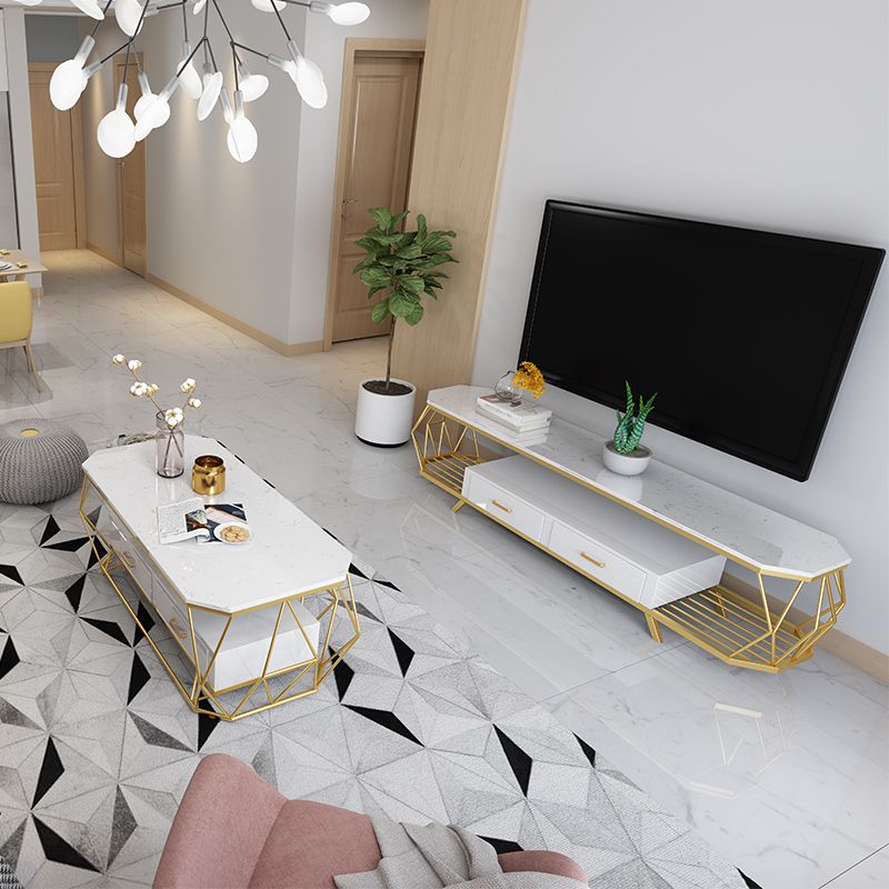 Home Open Shelving TV Stand Luxury Sintered Stone TV Cabinet