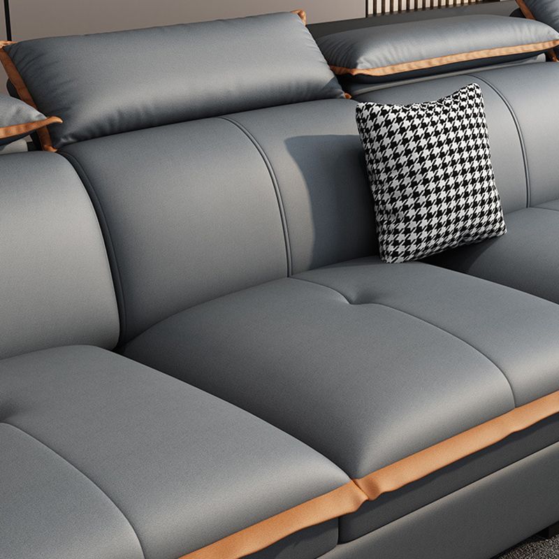 Grey Pillowed Back Cushions Furniture Sectionals with Pillows Clearhalo 'furn' 'furn_sectionals' 'Furniture' 'furniture_sectionals' 'kitchen' 'kitchen_sectionals' 'Living Room Furniture' 'Sectionals' 1200x1200_f333a92e-1aac-488d-9063-ff256aa524a6