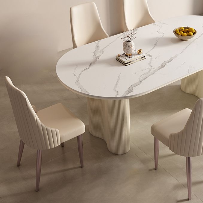 1/2/5/7 Stücke weiß oval gesinterte Stein -Ess -Ess -Set für Zuhause