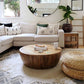 Solid Wood Drum Coffee Table Scandinavian Style Round Coffee Table