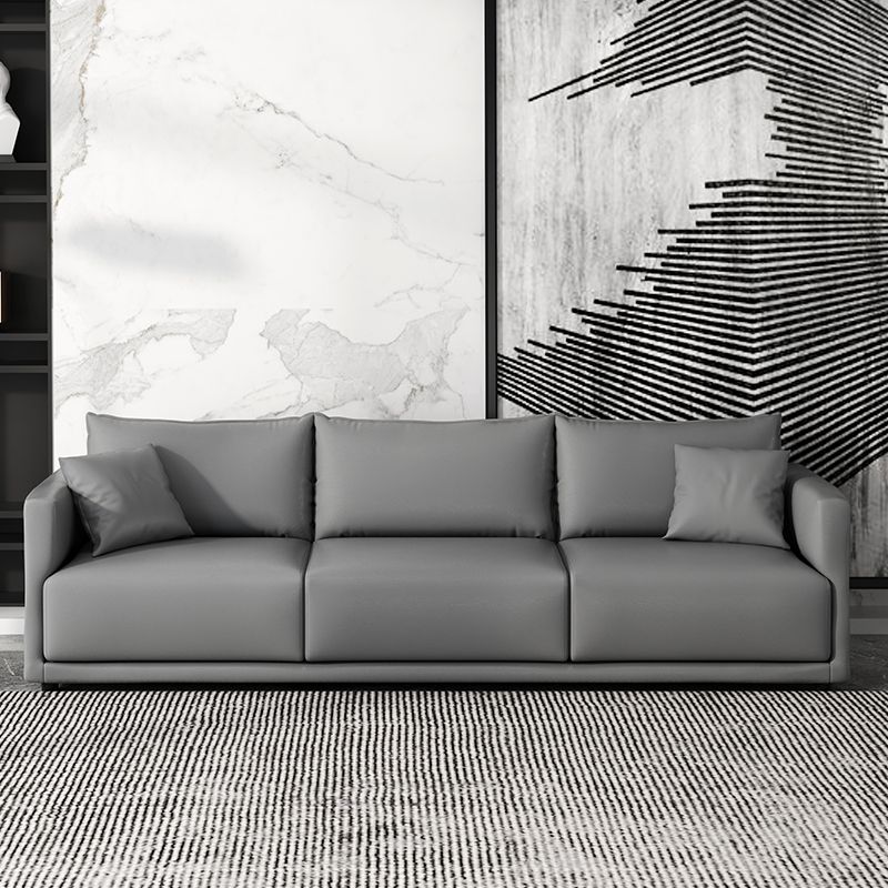 27.16 "Sofa gris haut gris Faux Tuxedo Tuxedo Bras canapé avec oreillers