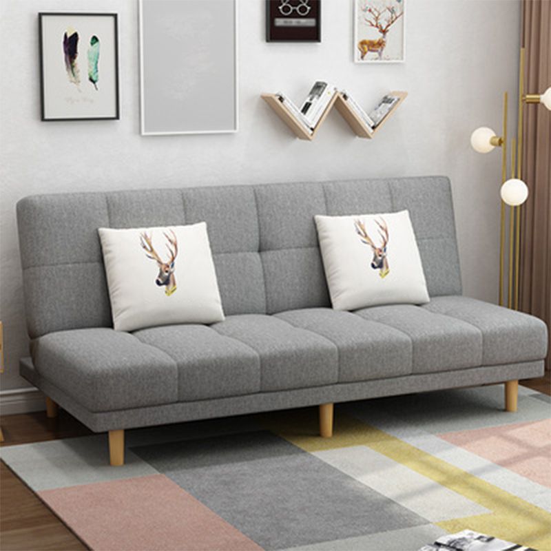 Scandinavian Biscuit Back Settee Armless Faux Leather/Cotton Blend Couch Clearhalo 'furn' 'furn_sofas' 'Furniture' 'furniture_sofas' 'Living Room Furniture' 'Sofa' 'sofas' 1200x1200_f336c652-8aa7-4db9-a6bd-5d129fb48c23