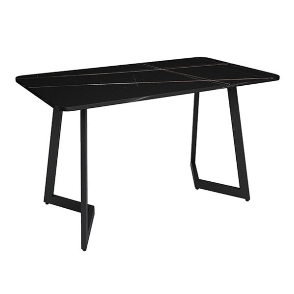 Industrial Dining Table Black Sintered Stone Table with Metal Base for Dining Room Clearhalo ' dining_table' 'Dining Tables & Seating' 'Dining Tables' 'furn' 'furn_dining_table' 'Furniture' 'furniture_dining_table' 'Kitchen & Dining Furniture' 'kitchen&dining_furn' 'kitchen' 'kitchen_dining_table' 1200x1200_f337bd2a-0223-470c-acab-bbbe9f9b5184