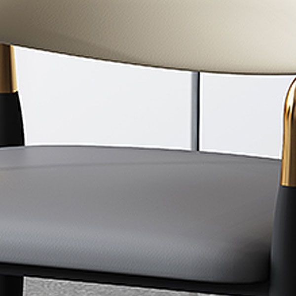 Glam Metal Arm Chair Faux Leather Open Back Dining Side Chair with Upholstered Clearhalo 'Dining Chairs' 'Dining Tables & Seating' 'dining_chair' 'furn' 'furn_dining_chair' 'Furniture' 'furniture_dining_chair' 'Kitchen & Dining Furniture' 1200x1200_f33d95f4-d694-4320-a78f-18ae75249299