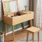 Scandinavian Wood Vanity and Stool Dressing Table with Storage