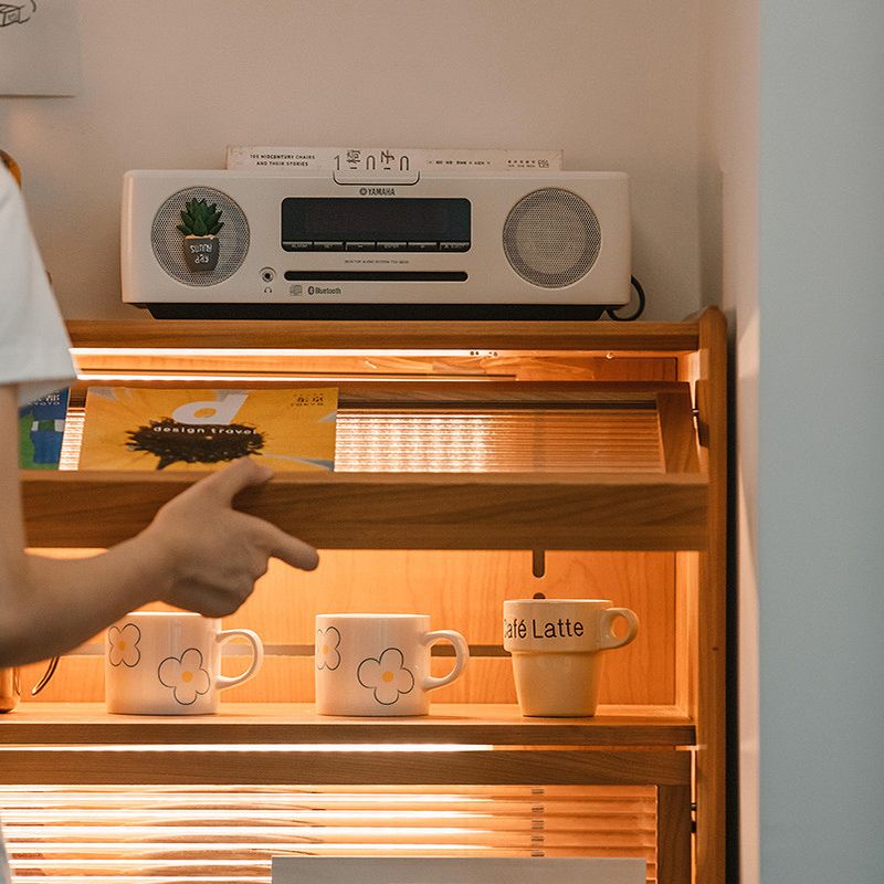 Contemporary Cabinet Solid Wood 3 - Drawer With Doors Glass Paned Accent Cabinet Clearhalo 'Cabinets & Chests' 'cabinets_chests' 'furn' 'furn_cabinets_chests' 'Furniture' 'Living Room Furniture' 1200x1200_f340c1c5-8f1d-4c7d-881d-d1dc6770ac9b