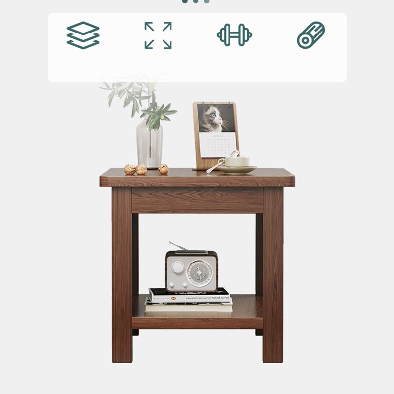 Mesa de esquina moderna de 4 patas Mesa al final del sofá de madera maciza con almacenamiento