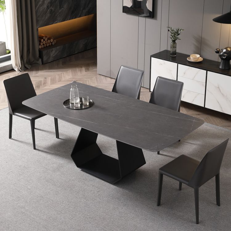 Modern 1/3/4/5/7 Pieces Grey Dining Table Set with Sintered Stone Top Steel Dinette Set Clearhalo 'Dining Room Sets' 'Dining Tables & Seating' 'dining_room_set' 'furn' 'furn_dining_room_set' 'Furniture' 'furniture_dining_room_set' 'Kitchen & Dining Furniture' 'kitchen&dining_furn' 'kitchen' 1200x1200_f3443592-49d3-49ae-bd3e-c5d8b07b2665
