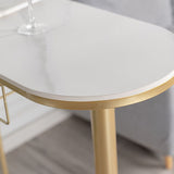 42-inch Height Bar Table Stone Glam Style Bistro Table with Storage Shelf Clearhalo 'Bar Furniture' 'Bar Tables' 'bar_tables' 'furn' 'furn_bar_tables' 'Furniture' 'Kitchen & Dining Furniture' 1200x1200_f344cb99-a410-4a24-8944-742e562b687b