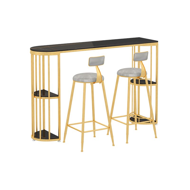 Modern Stone Storage Pub Height Dining Table Double Pedestal Indoor Bar Table, Only Table Clearhalo 'Bar Furniture' 'Bar Tables' 'bar_tables' 'furn' 'furn_bar_tables' 'Furniture' 'furniture_bar_tables' 'Kitchen & Dining Furniture' 'kitchen&dining_furn' 'kitchen' 1200x1200_f345485a-79ce-40f0-98ea-b8d0f1aa7040
