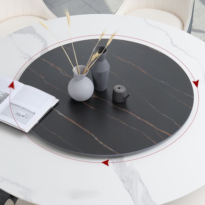 Modern Round Dinette Set 1/3/4/5/7 Pieces Sintered Stone Dining Table Set with Turntable Clearhalo 'Dining Room Sets' 'Dining Tables & Seating' 'dining_room_set' 'furn' 'furn_dining_room_set' 'Furniture' 'furniture_dining_room_set' 'Kitchen & Dining Furniture' 1200x1200_f346146f-21b4-49ef-b0b2-1be6e1133f71