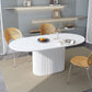 Oval Shape White Tone Table Simplicity Pedestal Table for Dining Room Clearhalo ' dining_table' 'Dining Tables & Seating' 'Dining Tables' 'furn' 'furn_dining_table' 'Furniture' 'furniture_dining_table' 'Kitchen & Dining Furniture' 'kitchen&dining_furn' 'kitchen' 'kitchen_dining_table' 1200x1200_f349e740-fe9c-4fb0-a088-abadb1d03f34