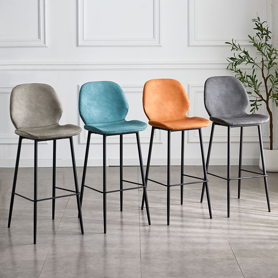 Coffee Shop Bar Stool Leather Armless Modern Distressed Counter Stools Clearhalo 'Bar Furniture' 'Bar Stools' 'bar_stools' 'furniture_bar_stools' 'Kitchen & Dining Furniture' 'kitchen&dining_furn' 'kitchen' 'kitchen_furn' Furniture' 1200x1200_f34b526f-a2a3-4f2e-aa69-159cfca1fea3