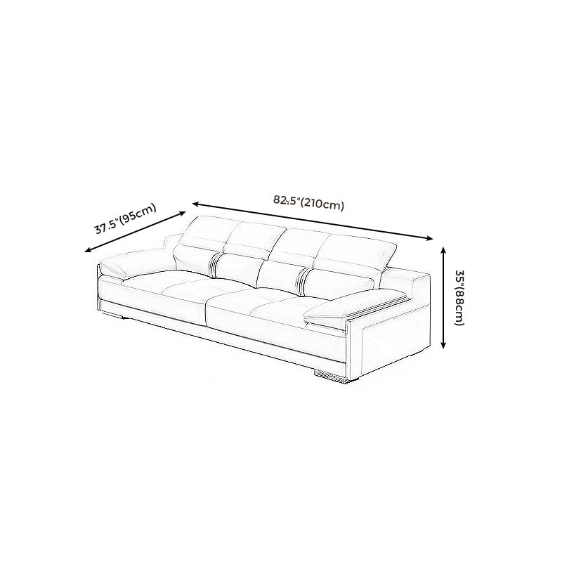 Genuine Leather Pillow Top Arm Sofa Cream Sectional with Removable Cushions Clearhalo 'furn' 'furn_sectionals' 'Furniture' 'furniture_sectionals' 'kitchen' 'kitchen_sectionals' 'Living Room Furniture' 'Sectionals' 1200x1200_f34c9952-b9f8-4424-a611-0ace244dcc69