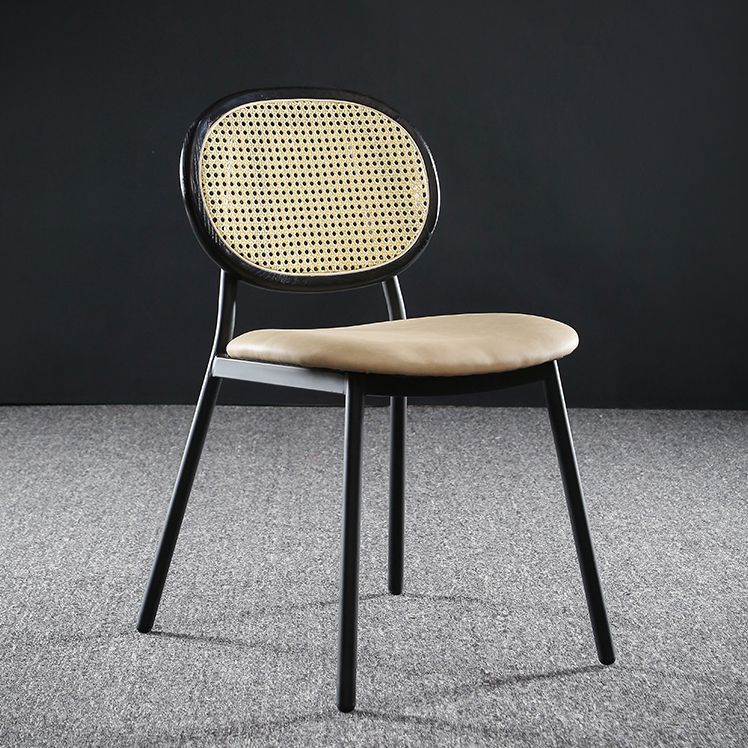 Contemporary Cane Back Chair Faux Leather Dining Side Chair for Indoor Clearhalo 'Dining Chairs' 'Dining Tables & Seating' 'dining_chair' 'furn' 'furn_dining_chair' 'Furniture' 'furniture_dining_chair' 'Kitchen & Dining Furniture' 1200x1200_f34cb9f6-6148-49a7-8bbd-b194346f4848