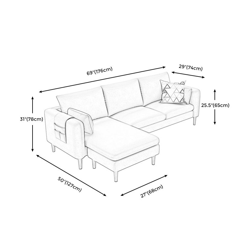 L-Shape Faux Leather and Velvet 3-seat Sectional Sofa with Storage Clearhalo 'furn' 'furn_sectionals' 'Furniture' 'furniture_sectionals' 'kitchen' 'kitchen_sectionals' 'Living Room Furniture' 'Sectionals' 1200x1200_f34f2dc1-82ee-46da-8efd-b0ea7b3f83bd
