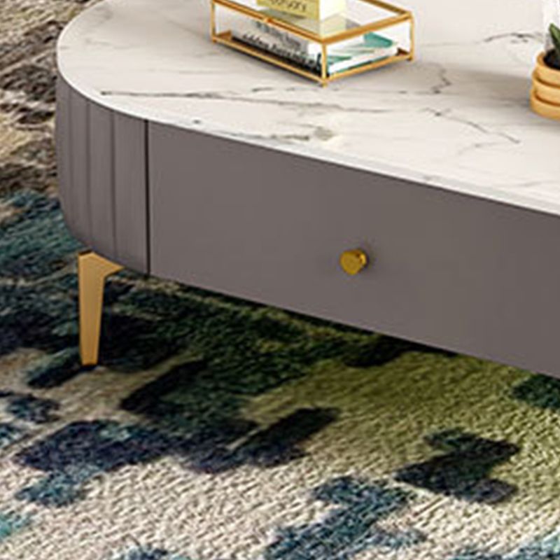 Glam 4 Legs Metal Coffee Table Draw included Oval Single Cocktail Table Clearhalo 'Coffee & Accent Tables' 'Coffee Tables' 'coffee_tables' 'furn' 'furn_coffee_tables' 'Furniture' 'Living Room Furniture' 1200x1200_f3511455-afcd-4900-af38-481588c1f5a2