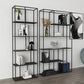 Modern Style Open Back Bookcase Metal Frame Bookshelf in Black