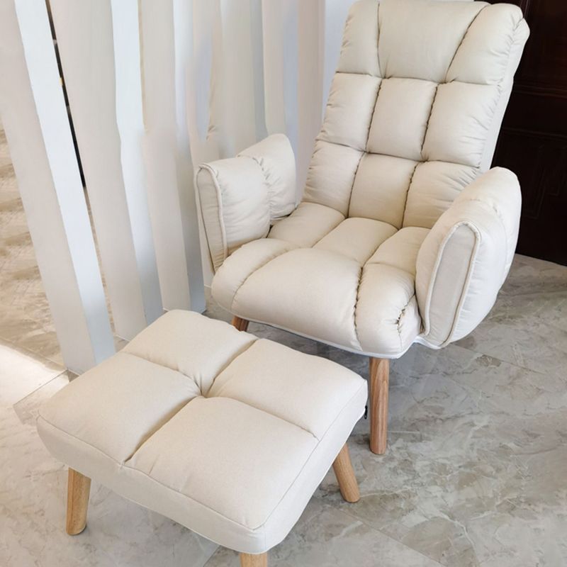 Reclinable de madera de tela escandinava reclinable reclinable de madera reclinable con reposapiés