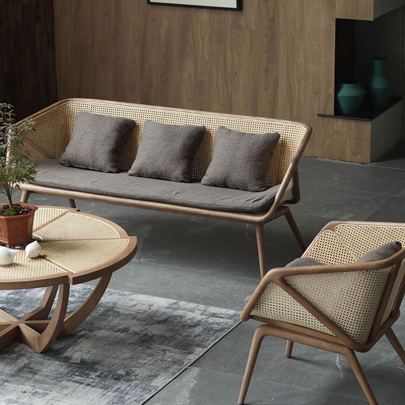 Hanged Arm Stoffsofa in grauem tropischen Sofa mit Bolsterkissen