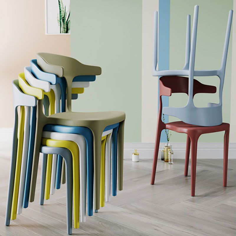 Modern Open Back Arm Chair Matte Finish Plastic Dining Chair Clearhalo ' kitchen&dining_furn' 'Dining Chairs' 'Dining Tables & Seating' 'dining_chair' 'furn' 'furn_dining_chair' 'Furniture' 'furniture_dining_chair' 'Kitchen & Dining Furniture' 'kitchen' 1200x1200_f356b4da-d405-4325-aab1-ec296a399e2d