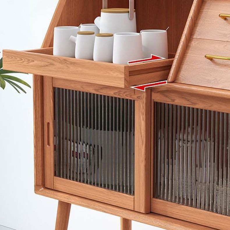 Server per cena in stile moderno Server di archiviazione aperta in legno massiccio con 2 porte