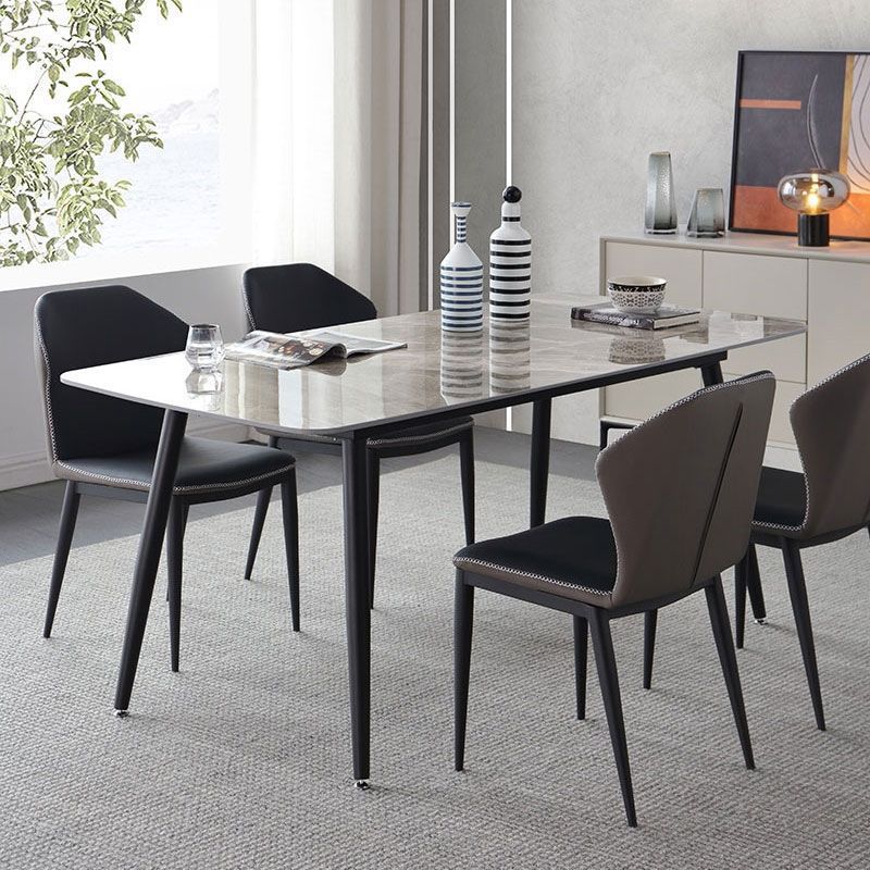 Contemporary Style 1/2/3/5/7 Pieces Dining Chairs Set Rectangle Stone Furniture in Gray Clearhalo 'Dining Room Sets' 'Dining Tables & Seating' 'dining_room_set' 'furn' 'furn_dining_room_set' 'Furniture' 'Kitchen & Dining Furniture' 1200x1200_f358320d-37de-4f32-93fe-b3728d215ac8