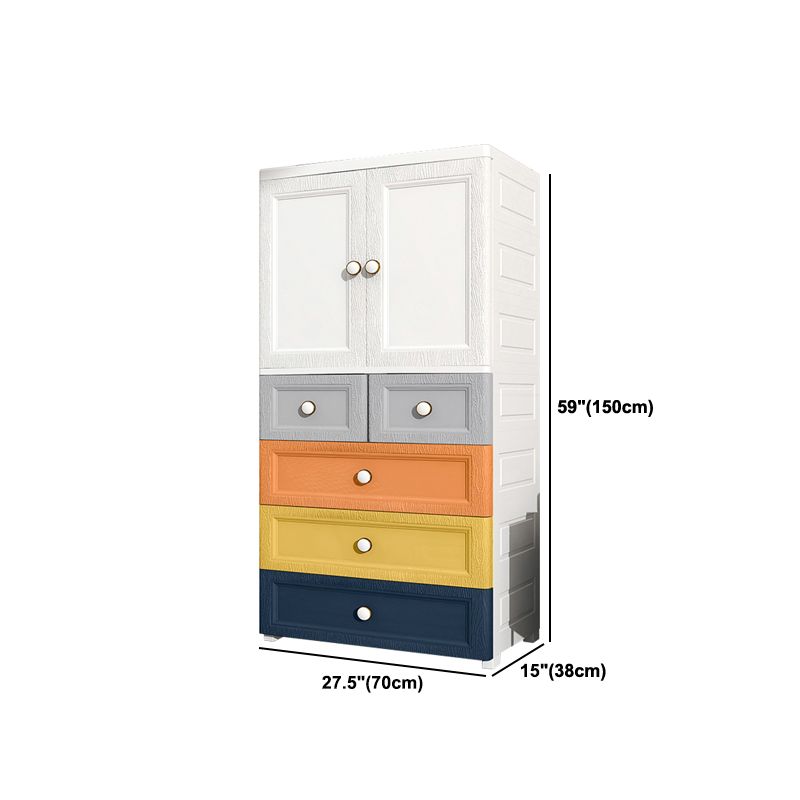 Contemporary Style Wardrobe Plastic Bedroom Wardrobe Closet With Drawer