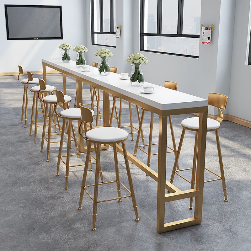 Glam Style Rectangle Bar Table Pine Solid Wood Bar Height Table with Footrest Clearhalo 'Bar Furniture' 'Bar Tables' 'bar_tables' 'furn' 'furn_bar_tables' 'Furniture' 'Kitchen & Dining Furniture' 1200x1200_f35c8180-49db-4477-b450-2faf51ce7949