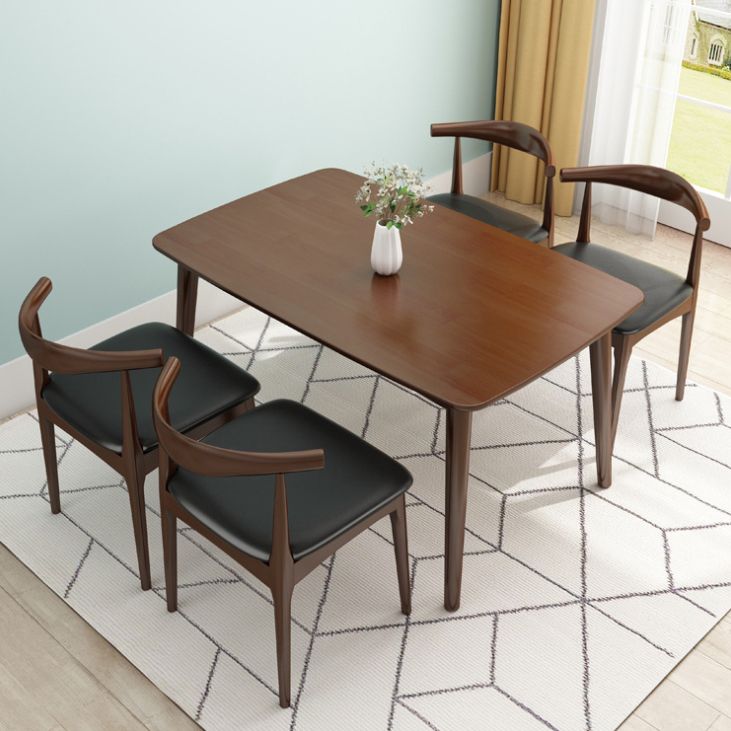 Modern Style Solid Wood Dining Set with Rectangle Shape Table and 4 Legs Base for Home Use Clearhalo 'Dining Room Sets' 'Dining Tables & Seating' 'dining_room_set' 'furn' 'furn_dining_room_set' 'Furniture' 'furniture_dining_room_set' 'Kitchen & Dining Furniture' 'kitchen&dining_furn' 'kitchen' 1200x1200_f35d0664-cfc9-4225-bcca-2d5345f1bf56