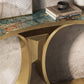 Glam Free Form Console Table with Stainless Steel Bracket for Hall Clearhalo 'Console Tables' 'console_tables' 'Entry & Mudroom Furniture' 'furn' 'furn_console_tables' 'Furniture' 1200x1200_f35db55f-9056-4cf1-a81f-4eb5c303805f