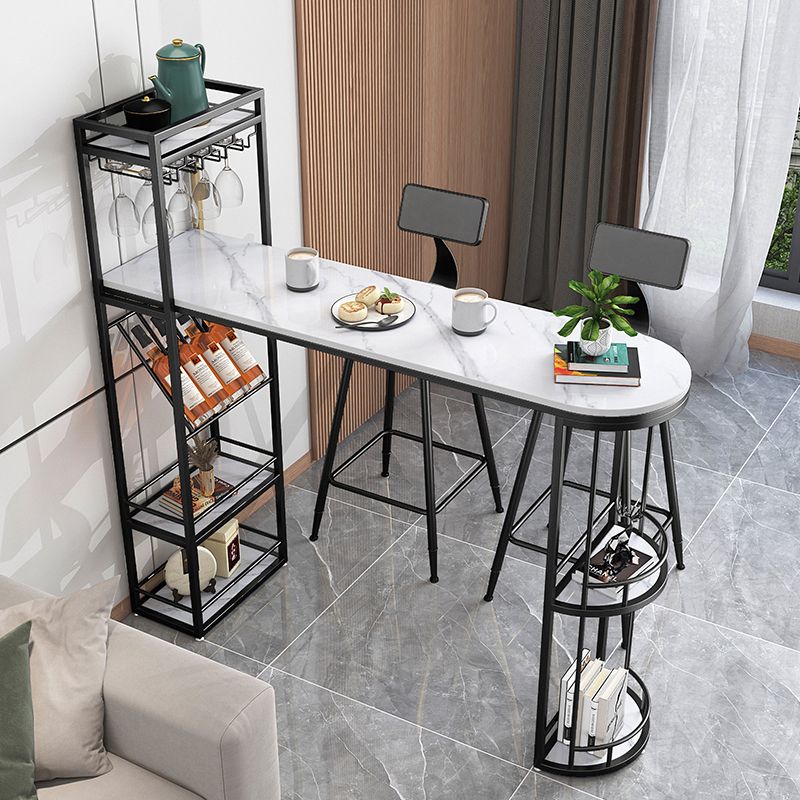 Tavolo da pub a forma irregolare in pietra sinterizzato tavolo da bistrot di bistrot lussuoso con doppio piedistallo