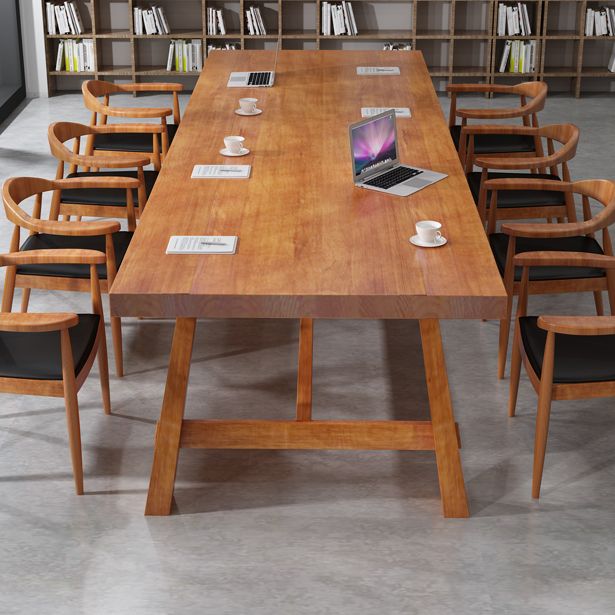 Descripción de la reunión Mesa rectángulo de madera maciza de pino moderno para oficina