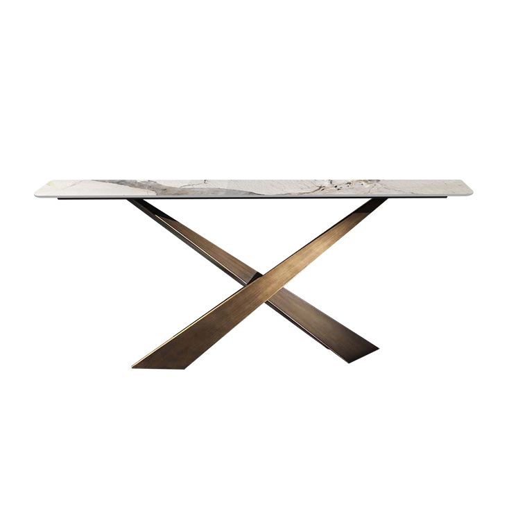 16 inch Wide Modern Accent Table Rectangle Shape Stone Console Table for Hall