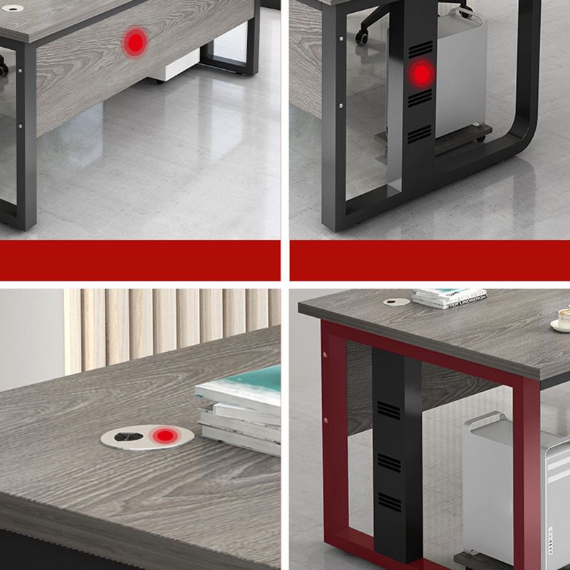 Madera de mesa de escritura de oficina rectangular con 2 patas en gris/marrón