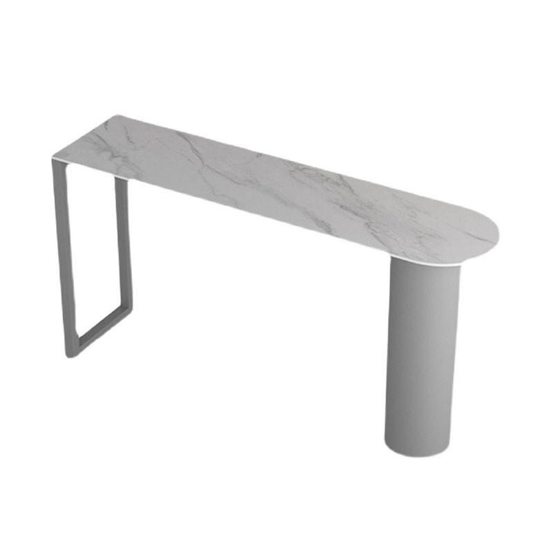 White Stone Top Bar Dining Table Modern Double Pedestal Bar Table